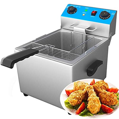 LBSI Freidora Eléctrica Comercial Freidora, Mesa Doble Temperatura Controlada Freidora, Acero Inoxidable, 12L / 24L/ 16L / 32L Gran Capacidad, Fácil d