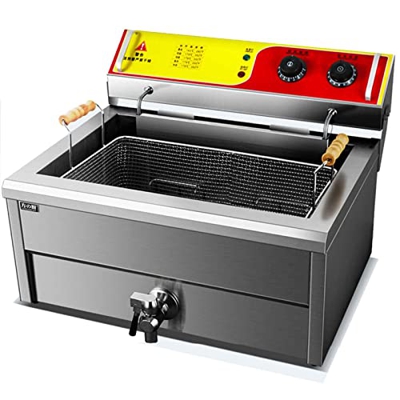 LBSI Freidora de Aceite de 18L / 25L de Acero Inoxidable Espesado, Freidora EléCtrica de Alta Potencia de 4000W, Antideslizante, FáCil de Limpiar y co