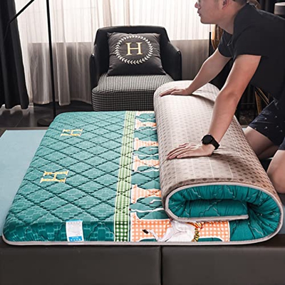 Btytu Colchón de Piso Futon colchón Roll up Tatami Mat de Piso Camino Plegable Metro de Campamento Portero para Dormir Camino,Verde,120x200cm