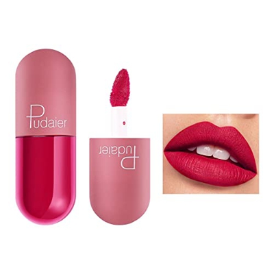 Labial De 18 colores Mini cápsula Lip Glaze Velvet Mist Color Taza antiadherente mate Cápsula Lápiz labial Impermeable Larga duración Regalo Cosmético