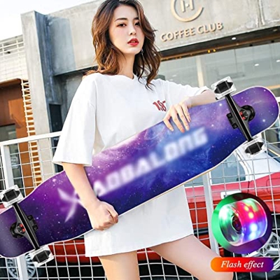 Xinduolei -Skateboard Longboard 9 Capas Deck Doble Double Kick Cóncavo 47"Trucos for Adultos de Skate Boys Boys and Girls Dance Toil for Deportes Extr
