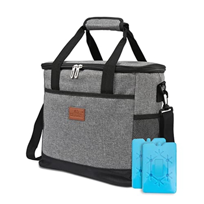 Randaco Bolsa nevera grande plegable de 33 l, nevera con acumulador de frío para la playa, bolsa isotérmica para el almuerzo, bolsa térmica para el tr