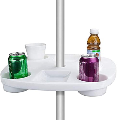 Onlynery Mesa para sombrilla con soporte para bebidas y compartimientos para aperitivos para jardín, piscina, soporte para sombrilla, soporte para som