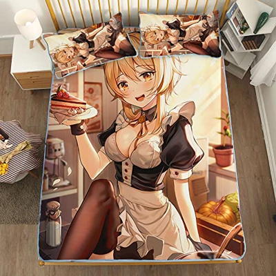 ACOSDARY Impacto de Genshin: lumine traje de mucama pastel Colchón, Microfibras de impresión 3D Alfombrilla de seda de hielo de anime, almohadilla de 