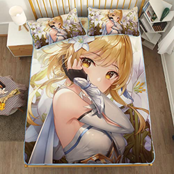 ACOSDARY Impacto de Genshin: lumine acariciar el Cabello Colchón, Microfibras de impresión 3D Alfombrilla de Seda de Hielo de Anime, Almohadilla de en precio