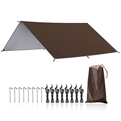 DACUN Camping Tarp Hammock Rain Fly Tarp 300 x 300 Cm Huella de la Tienda Impermeable for Acampar Senderismo Hammock Shelter Ligero y Compacto