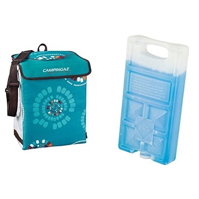 Campingaz Minimaxi Ethnic Enfriador 19L + 9377 Acumulador Frio, Unisex, Azul, 18 X 9.4 X 3.2 Cm