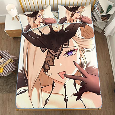 ACOSDARY Impacto de Genshin: La Signora sacar la lengua Colchón, Microfibras de impresión 3D Alfombrilla de seda de hielo de anime, almohadilla de enf