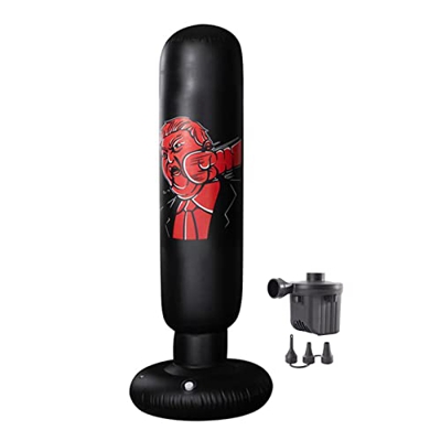 YLWX Inflable Saco De Boxeo para Niños Adultos, Bolsa De Boxeo De Pie, Bolsa De Kickboxing con Bomba De Aire Eléctrico, 63 Pulgadas, Negro (Color : B)