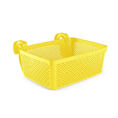 Carrie Box Cesta de almacenamiento de plástico reciclado 2.0 para piscina, accesorio para piscina, soporte para bebidas, color amarillo