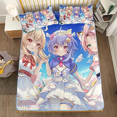 ACOSDARY Impacto de Genshin: Klee QiQi Diona Vestidos Colchón, Microfibras de impresión 3D Alfombrilla de seda de hielo de anime, almohadilla de enfri