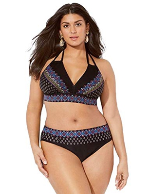 chuangminghangqi - Bikini tankini, traje de baño para mujer estilo retro, de talle alto, talla grande Böhmen-1294 XXXLarge