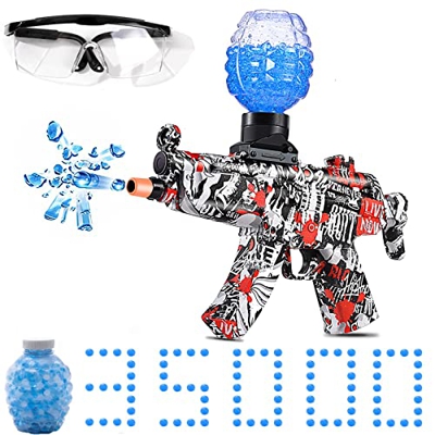 Splatter Ball Blaster Automático, Bola de Gel eléctrica Blaster Cuentas de Agua y Gafas para Juego de Tiro en Equipo, a Partir de 12 años (MP5-rojo)