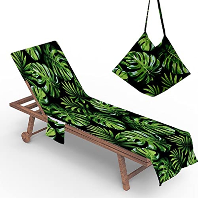 Cubierta De La Silla De Playa con Los Bolsillos Laterales, Fundas para Tumbona De La Piscina Cubierta De La Silla Reclinable De La Tumbona Toallas, Es