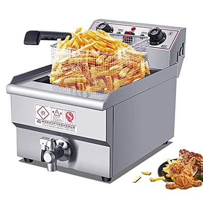 Freidora Eléctrica Comercial con Cesta, Freidora De Encimera De Gran Capacidad, Control De Temperatura De 60~200 ℃, Uso En La Cocina del Restaurante d