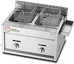 Freidora De Gas De Gran Capacidad De 20 L, Freidora De GLP De Acero Inoxidable para Uso Doméstico Y Comercial, Potencia De Fuego Ajustable, con Cestas en oferta