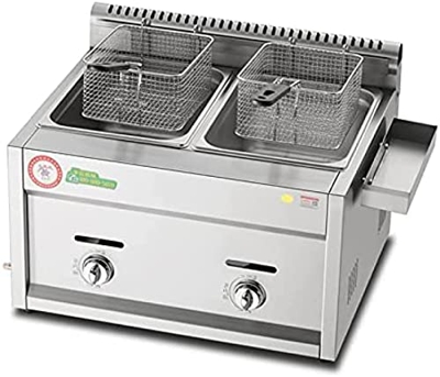 Freidora De Gas De Gran Capacidad De 20 L, Freidora De GLP De Acero Inoxidable para Uso Doméstico Y Comercial, Potencia De Fuego Ajustable, con Cestas