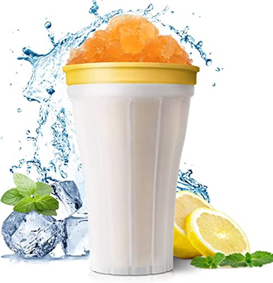 Copa para hacer granizados, con doble capa de silicona, para hacer smoothies caseras, para niños y familia, color amarillo