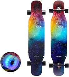 Xinduolei Skateboard de 43 Pulgadas for Principiantes, Longboard Completo, Doble Double Kick Concave 7 Cape Maple Truck Deck, for niños Sports Extreme características