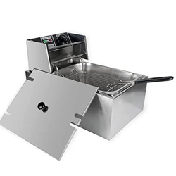 Freidora Eléctrica con Cesta Y Tapa, Encimera De Cocina, Freidora De Acero Inoxidable para Papas Fritas, Aros De Cebolla, Pollo Frito Y Más (6L) precio