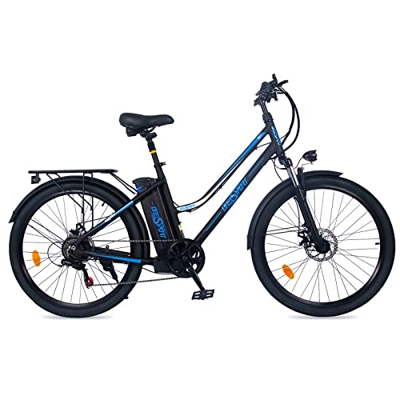 26'' Bicicleta Eléctrica Urbana, E Bike Batería de Litio 36V 10,4AH, Shimano 7 Velocidades, Carga Completa 5 h, Velocidad máxima 25 km/h, Genial Para 