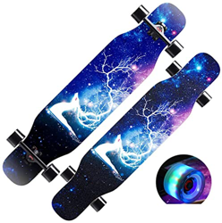 Xinduolei Skateboard de 43 Pulgadas for Principiantes, Longboard Completo, Doble Double Kick Concave 8 Cape Maple Trick Deck, for niños Sports Extreme características