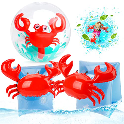 Manguitos de Piscina, Manguitos Hinchables con Pelota de Playa Inflable, Manguitos de Natación para Niños, 3D Pelota Hinchable, Manguitos Piscina para características
