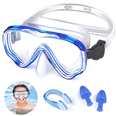 Gafas de Natación, Máscara de Buceo para Niños, Antivaho, Anti-UV, Máscara Buceo Ajustable, Gafa de Buceo con Juntas de Silicona, Visión de 180°, Másc