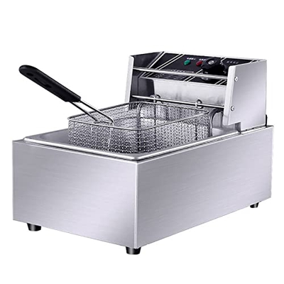 Freidora, Freidora Eléctrica De 2500 W con Cesta Acero Inoxidable Temperatura Ajustable Capacidad De Aceite De 6 L Freidora De Elemento De Inmersión p