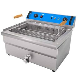 LBSI Freidora de Acero Inoxidable de Gran Capacidad con Válvula de Drenaje de Aceite y Cabezal Reversible, Freidora Eléctrica Comercial Que Ahorra, Fr en oferta