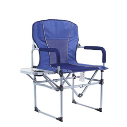 FMOPQ Silla de Director Silla Plegable de Aluminio para Acampar Soporte liviano portátil 120 kg con Mesa Auxiliar para Exteriores Adecuada para Activi en oferta