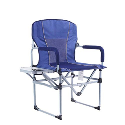 FMOPQ Silla de Director Silla Plegable de Aluminio para Acampar Soporte liviano portátil 120 kg con Mesa Auxiliar para Exteriores Adecuada para Activi