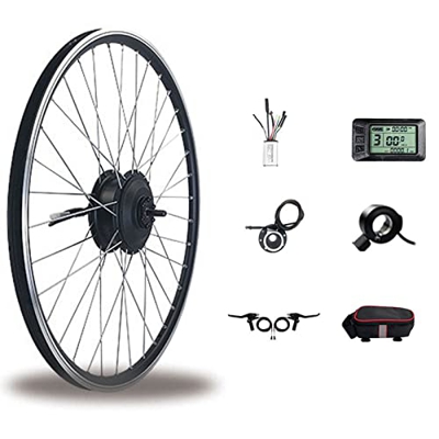 Kit de conversión de bicicleta eléctrica de 48V/500W, Kit de bicicleta eléctrica de rueda delantera con pantalla LCD7U, Motor de engranajes sin escobi