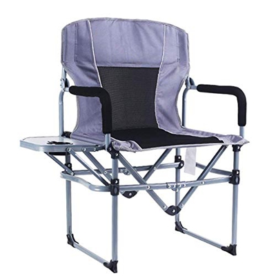 FMOPQ Silla de Director Barm Silla Plegable de Aluminio para Acampar Soporte liviano portátil 120 kg con Mesa Auxiliar para Exteriores Adecuado para A
