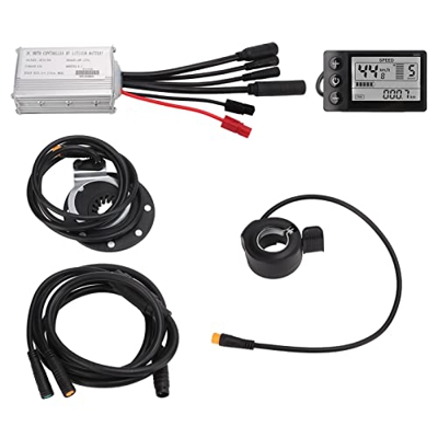 BuyWeek Controlador de Motor de Bicicleta eléctrica, 36V 48V 15A Controlador de Velocidad común con Panel S866 1 a 2 Cable Kit Totalmente Impermeable 