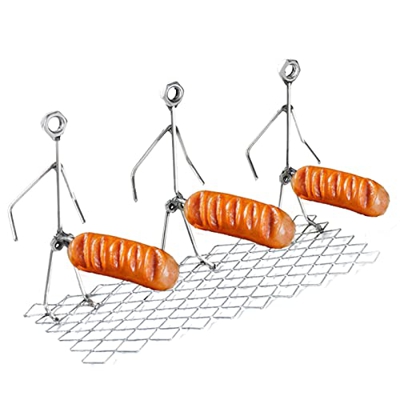 Barbacoa portátil Hotdog, para exteriores, herramientas de barbacoa, para tres personas, barbacoa de metal, barbacoa de metal
