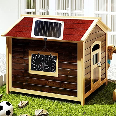 Kits de Ventilador de Panel Solar para casa de Perro, Ventilador Alimentado por Panel Solar USB de 5W 6V, Ventilador de enfriamiento de Escape de vent