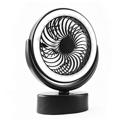 VONGLYHOO Luz de Ventilador de Carpa, Ventilador de Campamento de 3000 mAh a batería con Linterna LED Gancho Colgante Negro