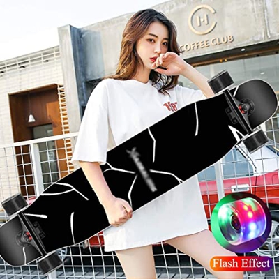 Xinduolei Skateboard de 47 Pulgadas for Principiantes, Longboard Completo, Double Kick Cóncavo Cape Maple Trick Decks, for niños Sports Extreme y al A