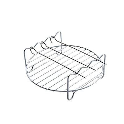 SANZH Sartén redonda de 3 pines para freidora de aire de doble capa con broche, soporte de acero inoxidable para freidora de aire | Accesorios para ra