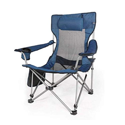 FMOPQ Silla Plegable para Acampar, sillón para Exteriores, Equipo portátil para Acampar con reposacabezas de Respaldo Alto, Transpirable, portavasos y