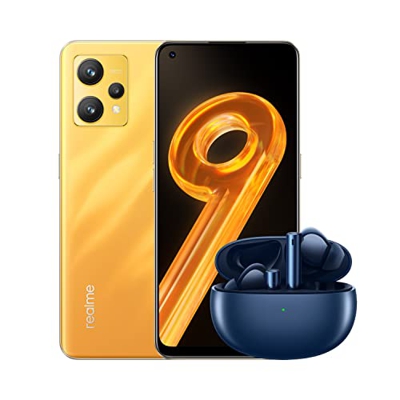 realme 9-6+128GB Smartphone, 108MP Prolight Camera, 90Hz Super AMOLED Screen, Snapdragon 680 Processor, 5000mAh Big Battery, Sunburst Gold+ Buds Air 3