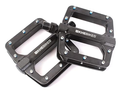 KHE MVP - Pedales BMX de aluminio, rodamientos de precisión, color negro, 9/16", eje CrMo, pins de acero, solo 458 g
