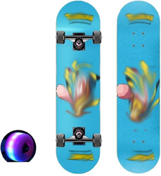Xinduolei 31"x 8" Skateboards completos for Principiantes Skateboard Standard 7 Capa MAPE Deck Doble Kick Trick Longboard for niños Niños y Adultos (C precio