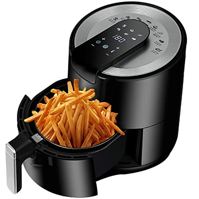 Freidora de Aire 5.5L 1500W Horno pequeño sin Aceite Apto para lavavajillas, asado, Tostado, crujiente, recalentado, Cesta Antiadherente para 2-4 Pers