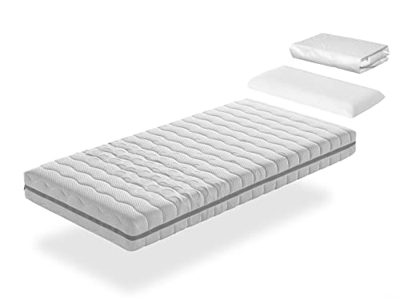 Pack Colchon 90X180 GEA Cama Infantil, Altura 18 CM + 1 Almohada viscoelastica 90x35 + 1 Protector colchon 90x180