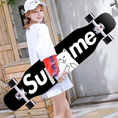 Xinduolei 43"x 9" Longboard Skateboards Complets 7 Capas Maple Doble Double Kick Tricks Estándar Mubras for niños Adultos for Principiantes y Deportes