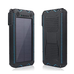 Batería externa de gran capacidad solar 80000 mAh, batería externa con linterna dual portátil, para exteriores, emergencia, azul en oferta