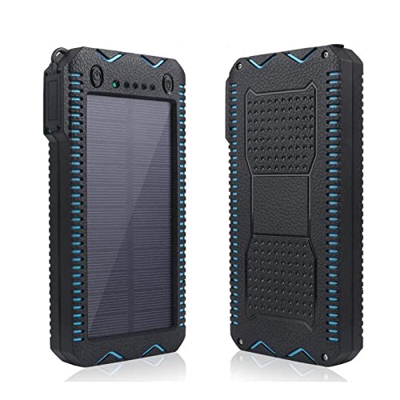 Batería externa de gran capacidad solar 80000 mAh, batería externa con linterna dual portátil, para exteriores, emergencia, azul