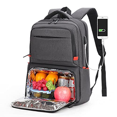 scosao Mochila Nevera Térmica Bolsa de Refrigeración, Multifunción Mochila para Portátiles con Puerto de Carga USB, para Hombres y Mujeres, Trabajo Es